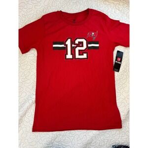NFL Team Tampa Bay Buccaneers Tom Brady 12 Red Kids T-Shirt Size XL (14/16)
